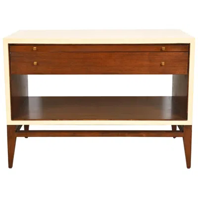 Pre-owned Barbara Barry For Henredon Modern Walnut And Cream Lacquered Console Cabinet In White