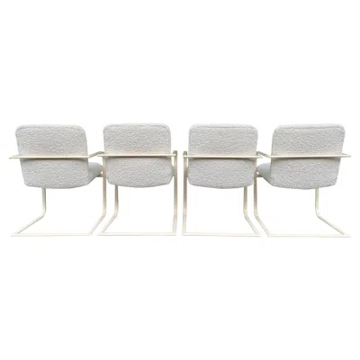 Pre-owned Barbara Barry Milo Baughman Thayer Coggin Cantilever Dining Lounge Chairs  Boucle In Gray
