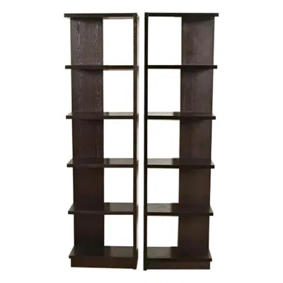 Pre-owned Barbara Barry Modern Art Deco Dark Oak Modular Étagères Or Bookcases, Pair In Brown
