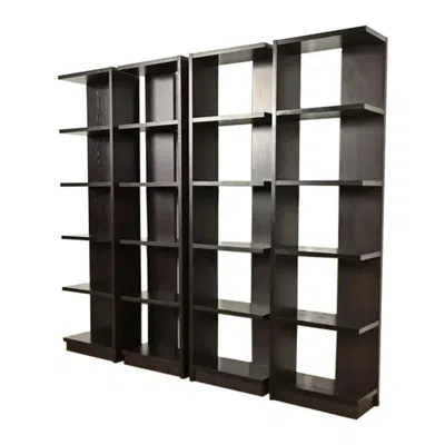Pre-owned Barbara Barry Modern Art Deco Dark Oak Modular Étagères Or Bookcases, Set Of Four In Brown