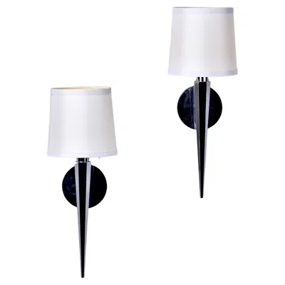 Pre-owned Barbara Barry Pair  For Boyd Lighting Polished Nickel Pacific Heights Sconces In Transparent