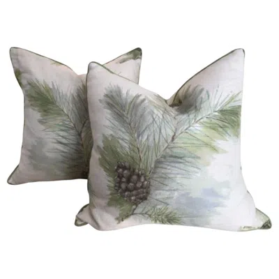 Pre-owned Barbara Barry Pair Of  For Kravet "idyllwild" Spring Down Pillows, 22" In Gray