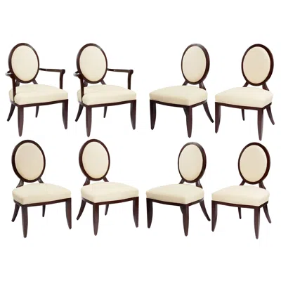Pre-owned Barbara Barry Set Of 8 "oval X" Dining Chairs By  For Baker In Brown