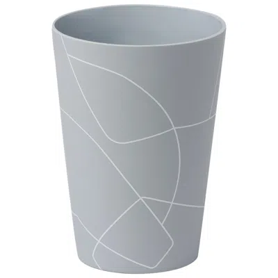 Pre-owned Barbara Barry Small Matte Medium Grey Inverted Conical Ceramic Vase With Graphic Line Pattern In Gray