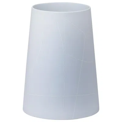 Pre-owned Barbara Barry Tall Light Grey Conical Ceramic Vase With Graphic Line Pattern In Gray