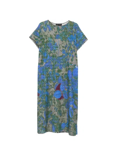 Barbara Bologna Abstract-print Perforated Dress In Blue