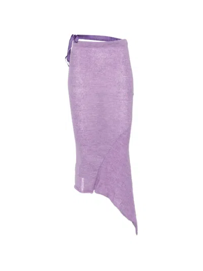 Barbara Bologna Asymmetric-hem Knitted Midi Skirt In Purple