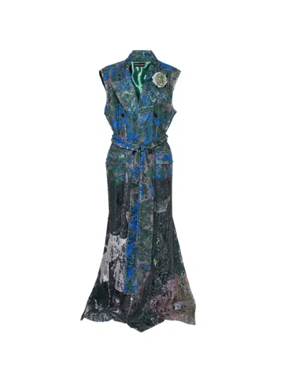 Barbara Bologna Floral Print Coat In Blue