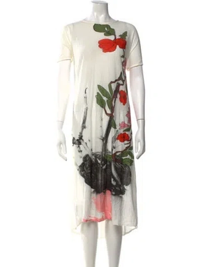 Pre-owned Barbara Bologna Floral Print Long Dress In White