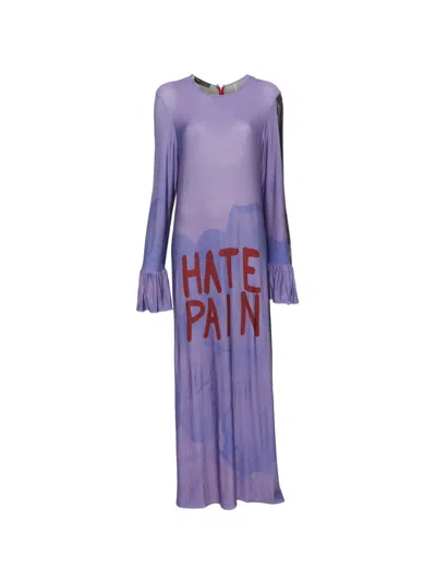 Barbara Bologna Floral-print Ruffled-cuff Maxi Dress In Purple
