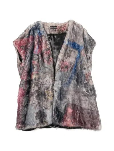 Barbara Bologna Graphic-print Faux-fur Gilet In Gray