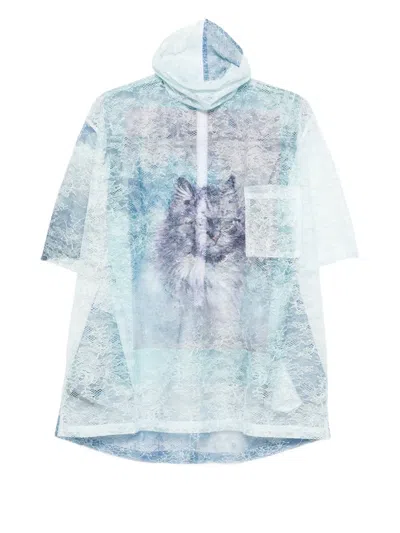 Barbara Bologna Lace-detail Cat-print Top In Blue