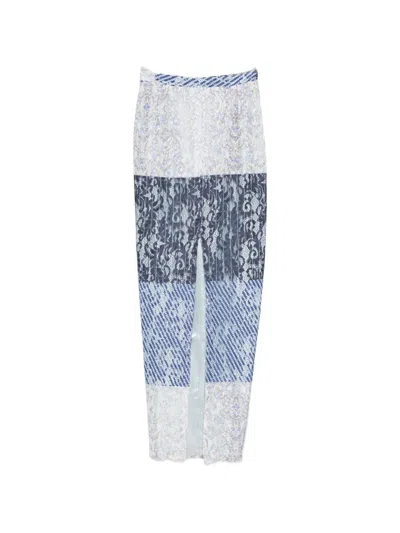 Barbara Bologna Lace-panelled Midi Skirt In Blue