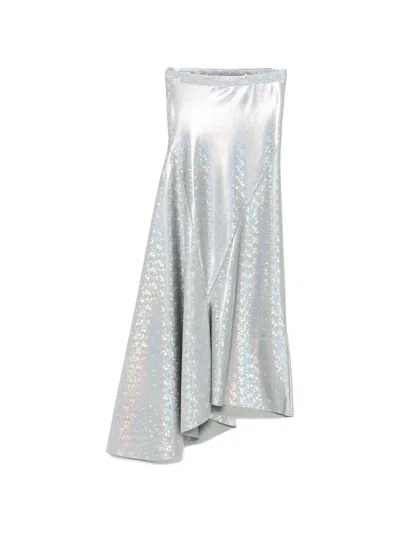 Barbara Bologna Metallic-finish Asymmetric Skirt In Silver