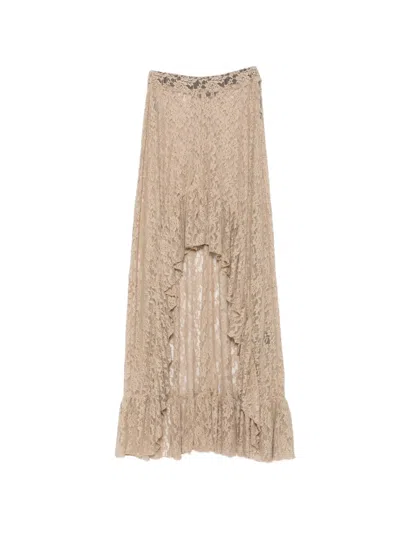 Barbara Bologna Ruffled Lace Asymmetrical Skirt In Neutral