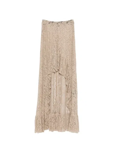 Barbara Bologna Ruffled Lace-texture Asymmetric Skirt In Neutral
