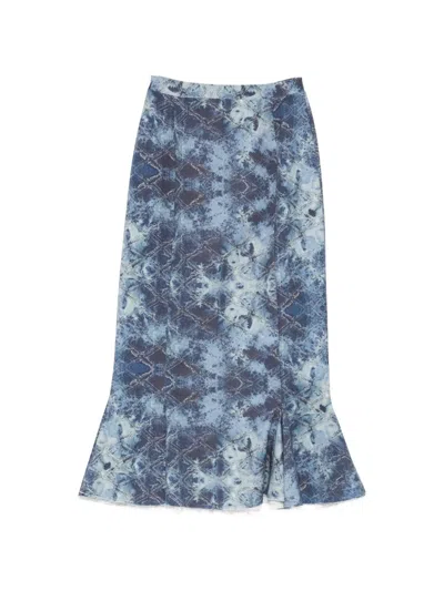 Barbara Bologna Sirena Acid-wash Diamond-pattern Skirt In Blue