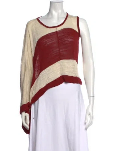 Pre-owned Barbara Bologna Striped Crew Neck Top In Red