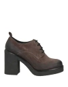 Barbara Brera Woman Lace-up Shoes Charcoal Size 8 Leather In Gray
