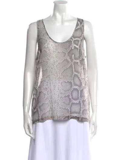 Pre-owned Barbara Bui Animal Print Scoop Neck Top In Gray