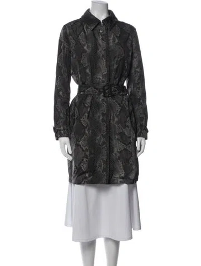 Pre-owned Barbara Bui Animal Print Trench Coat In Grey