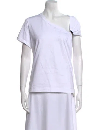 Pre-owned Barbara Bui Asymmetrical Short Sleeve T-shirt In White