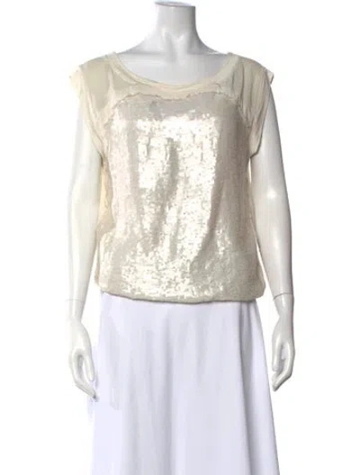 Pre-owned Barbara Bui Bamboo Crew Neck Top In White