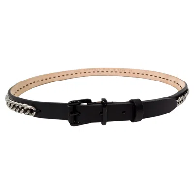 Pre-owned Barbara Bui Black Buckle & Leather Belt With Silver-tone Chain Detailing