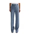 Barbara Bui Blue Washed Linen And Cotton Denim Straight-leg Trousers In Blue