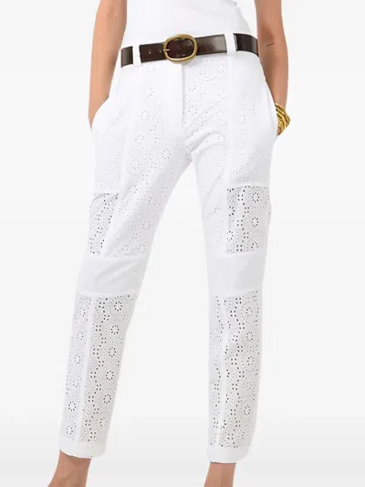 Barbara Bui Broderie-anglaise Straight Trousers In White