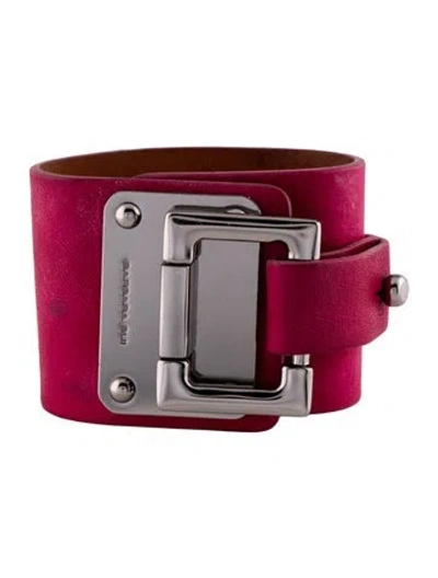 Pre-owned Barbara Bui Buckle Leather Wrap Bracelet In Pink