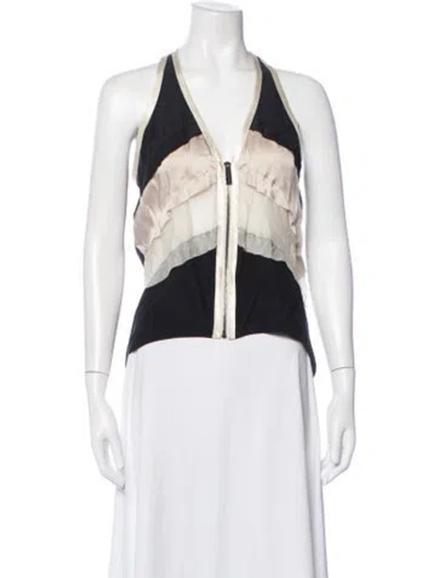 Pre-owned Barbara Bui Colorblock Pattern Halterneck Top In Grey/neutrals