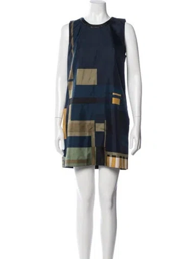 Pre-owned Barbara Bui Colorblock Pattern Mini Dress In Blue