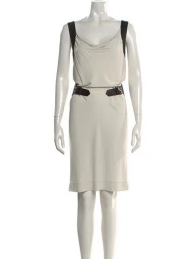 Pre-owned Barbara Bui Cowl Neck Knee-length Dress In Neutral