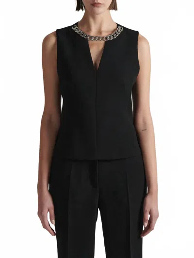 Barbara Bui Crepe Jewel Top In Black
