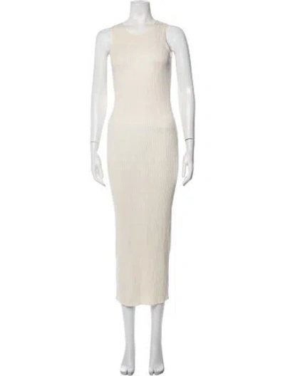 Pre-owned Barbara Bui Crew Neck Long Dress In Neutrals