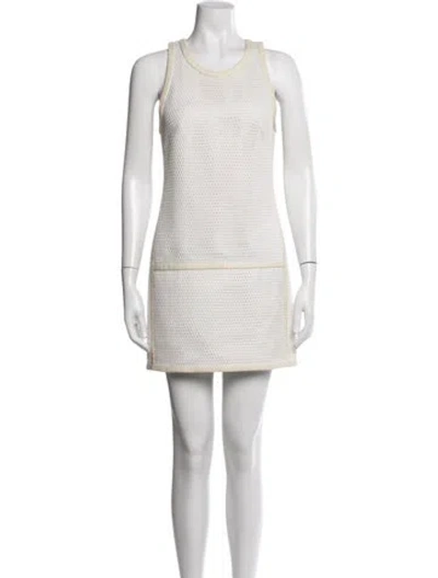 Pre-owned Barbara Bui Crew Neck Mini Dress In White