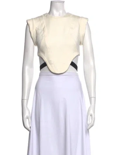 Pre-owned Barbara Bui Crew Neck Short Sleeve Crop Top In Neutral