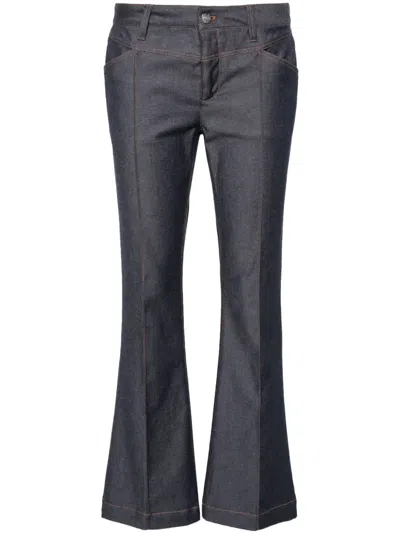 Barbara Bui Cropped Flared Trousers In Blue