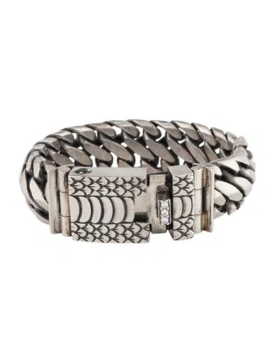 Pre-owned Barbara Bui Cubic Zirconia Atame Double Cuban Link Bracelet, 6.5" In Multicolor