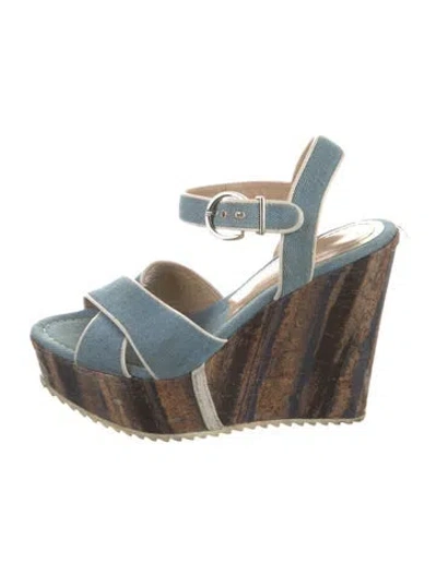 Pre-owned Barbara Bui Denim Printed Sandals In Blue
