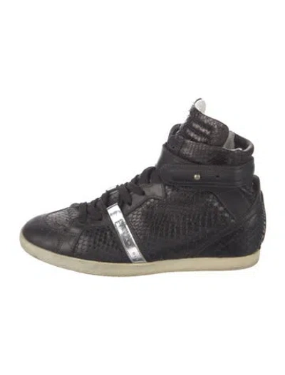 Pre-owned Barbara Bui Embossed Leather Animal Print Athletic Sneakers In Black