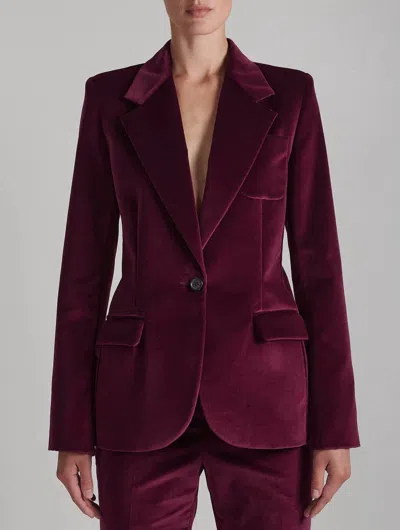 Barbara Bui Fitted Velvet Suit Jacket In Pomegranate In Red
