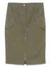 Barbara Bui Gabardine Midi Skirt In Green