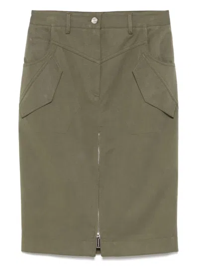 Barbara Bui Gabardine Midi Skirt In Green
