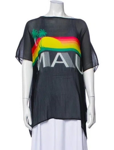 Pre-owned Barbara Bui Graphic Print Crew Neck Top In Black
