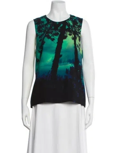 Pre-owned Barbara Bui Graphic Print Crew Neck Top In Green