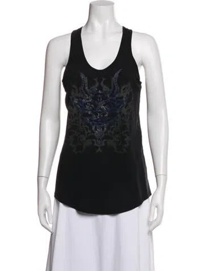 Pre-owned Barbara Bui Graphic Print Scoop Neck Top In Blue