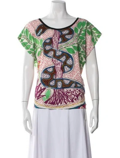 Pre-owned Barbara Bui Graphic Print Scoop Neck Top W/ Tags In Green