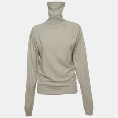 Pre-owned Barbara Bui Grey Knit Long Sleeve Turtleneck Sweatshirt S In Gray